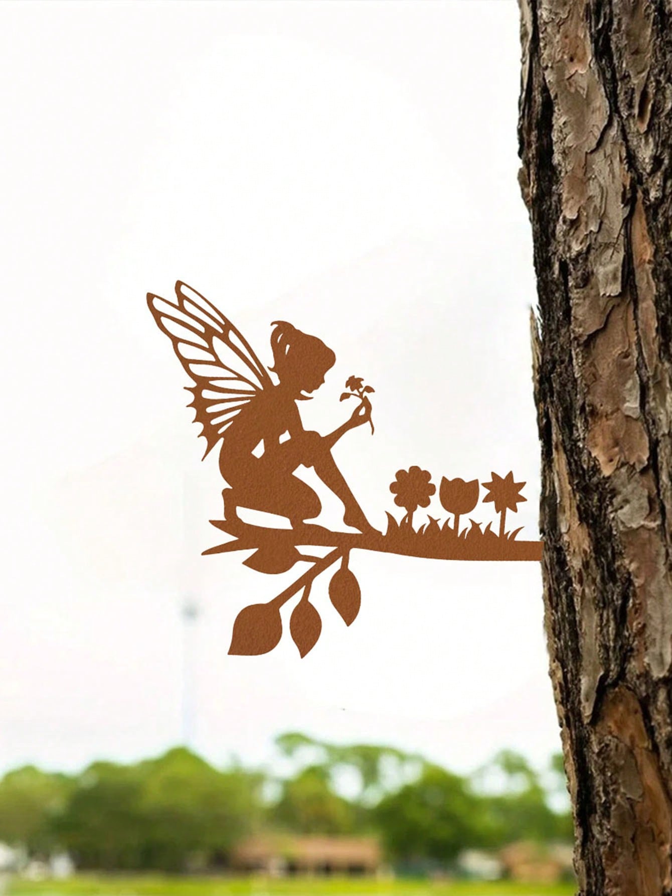 1 piece of fairy-picking metal wall decoration, rustic style, perfect for garden and courtyard decoration, dreamy and artistic.