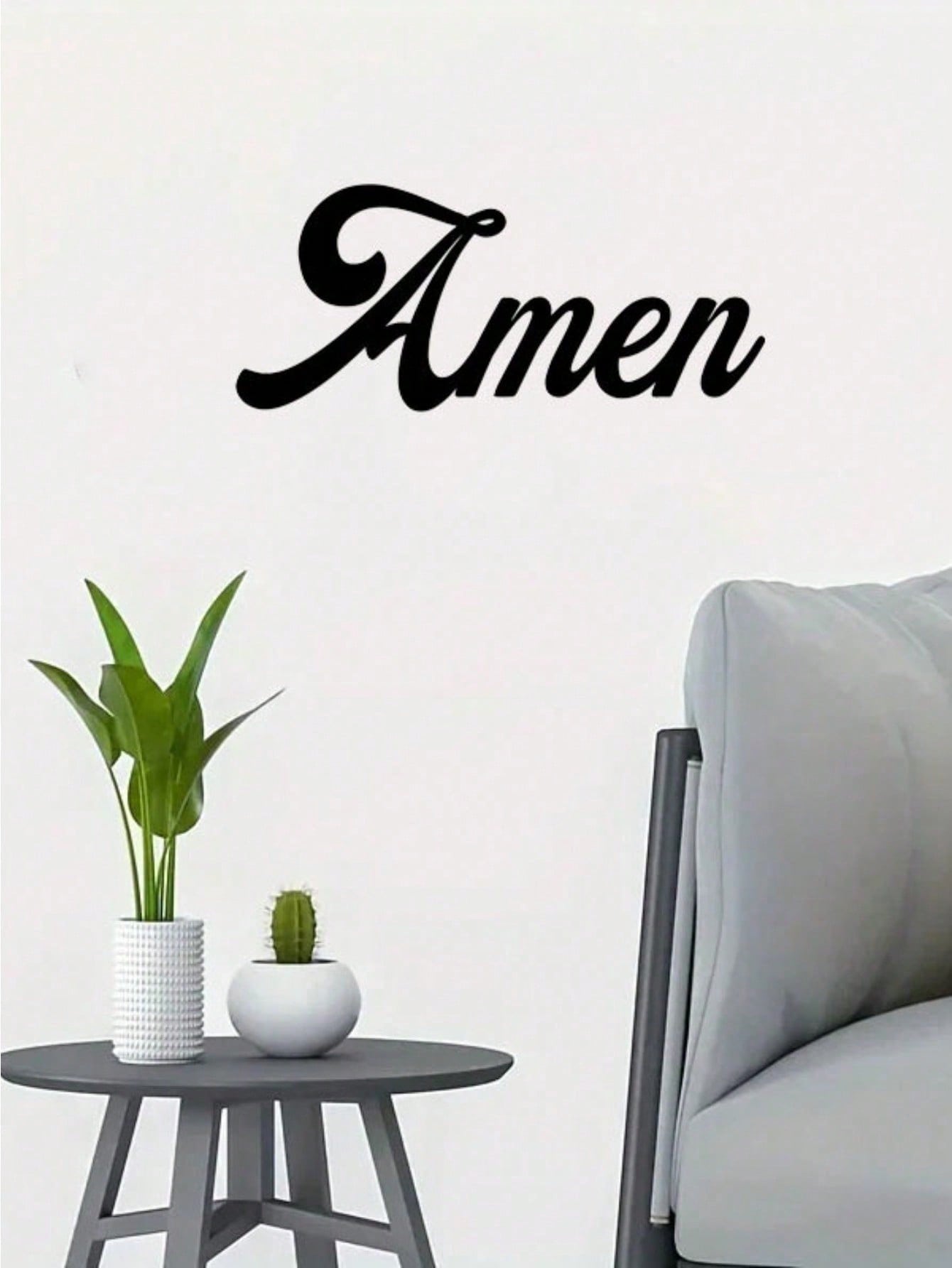 1 PC Home Decor Iron Simple Black Metal AMEN Alphabet Wall Decoration Wall Stickers, Living Room Bedroom Universal Personalized Gift
