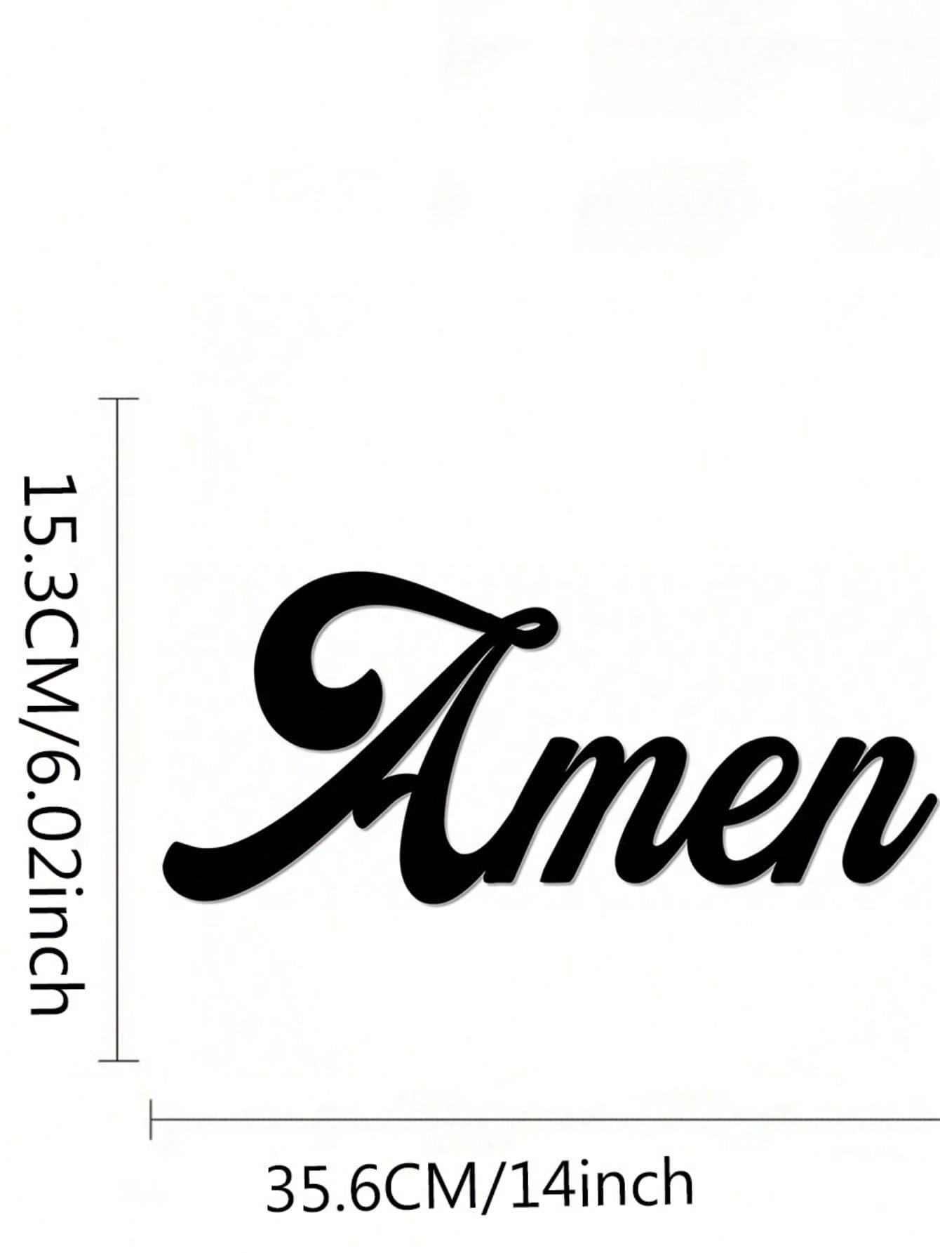 1 PC Home Decor Iron Simple Black Metal AMEN Alphabet Wall Decoration Wall Stickers, Living Room Bedroom Universal Personalized Gift