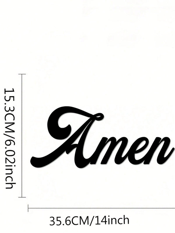 1 PC Home Decor Iron Simple Black Metal AMEN Alphabet Wall Decoration Wall Stickers, Living Room Bedroom Universal Personalized Gift