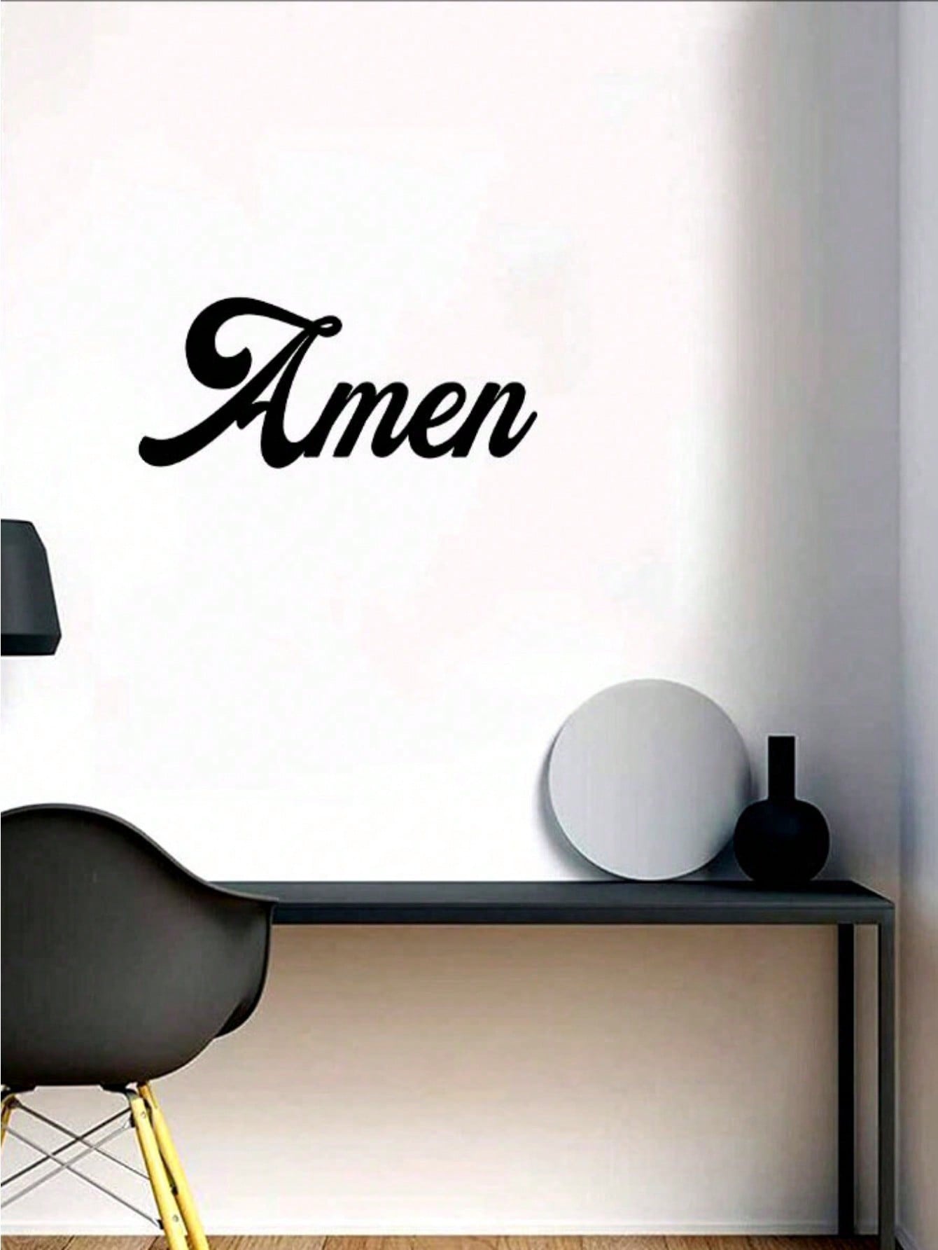 1 PC Home Decor Iron Simple Black Metal AMEN Alphabet Wall Decoration Wall Stickers, Living Room Bedroom Universal Personalized Gift