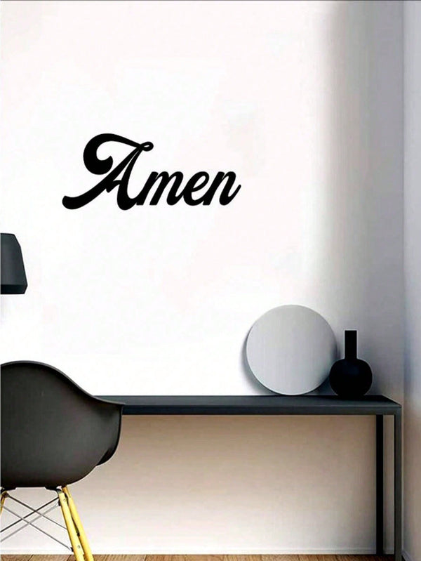 1 PC Home Decor Iron Simple Black Metal AMEN Alphabet Wall Decoration Wall Stickers, Living Room Bedroom Universal Personalized Gift