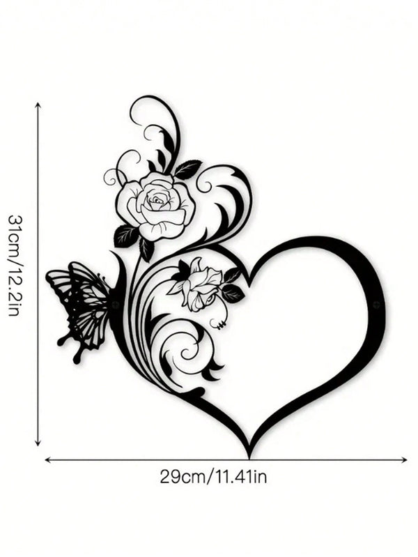 1 Piece Of Heart-Shaped Metal Wall Decoration Art Decoration, Unique Heart-Shaped Logo Metal Wall Decoration, Wall Mounted Geometric Decoration