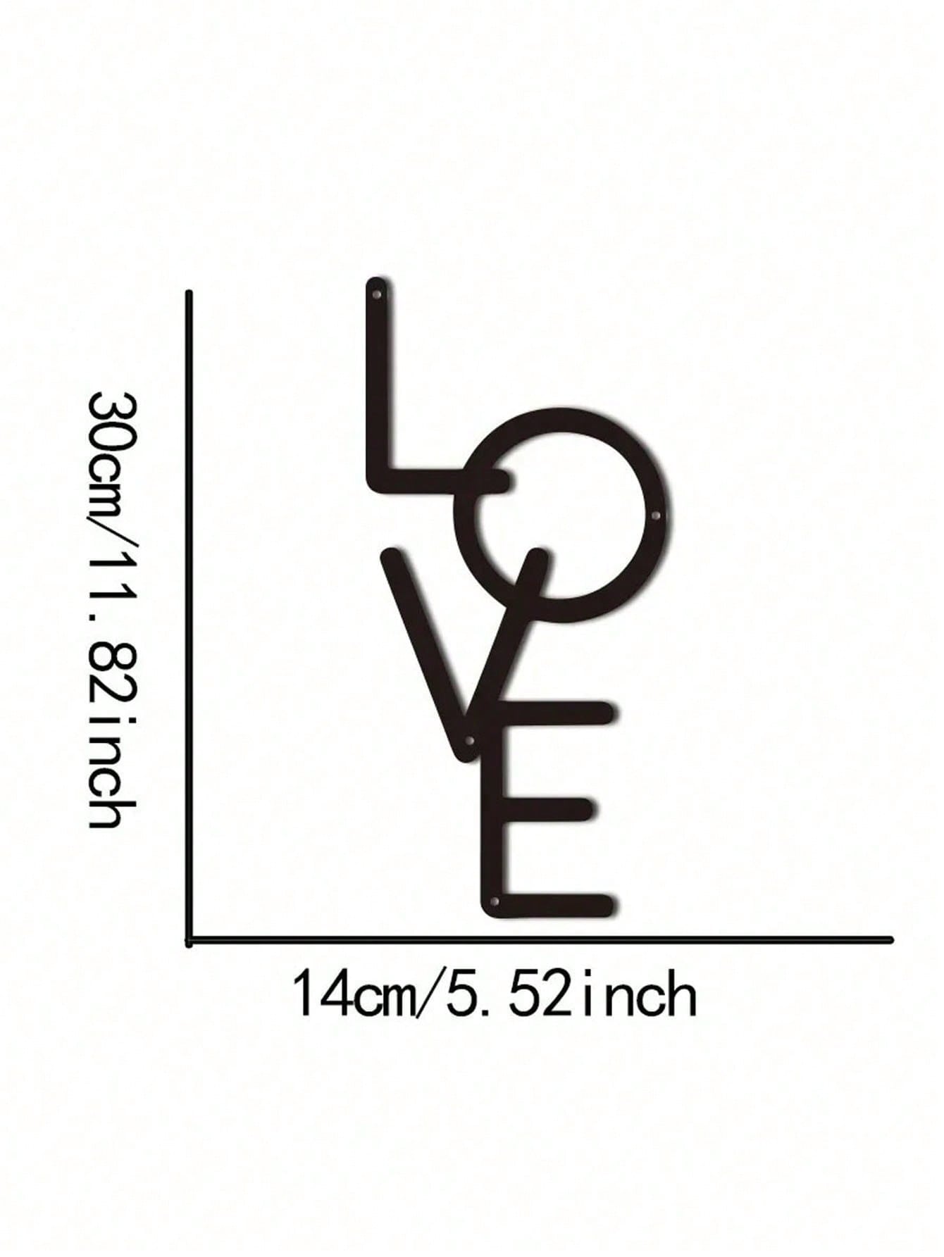 1 Piece, Metal "LOVE" Sign Wall Decoration, Rustic Black Wall Art Hanging Hollow Out Decor, Home Wall Metal Hanging