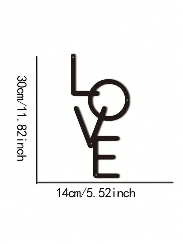 1 Piece, Metal "LOVE" Sign Wall Decoration, Rustic Black Wall Art Hanging Hollow Out Decor, Home Wall Metal Hanging