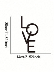 1 Piece, Metal "LOVE" Sign Wall Decoration, Rustic Black Wall Art Hanging Hollow Out Decor, Home Wall Metal Hanging