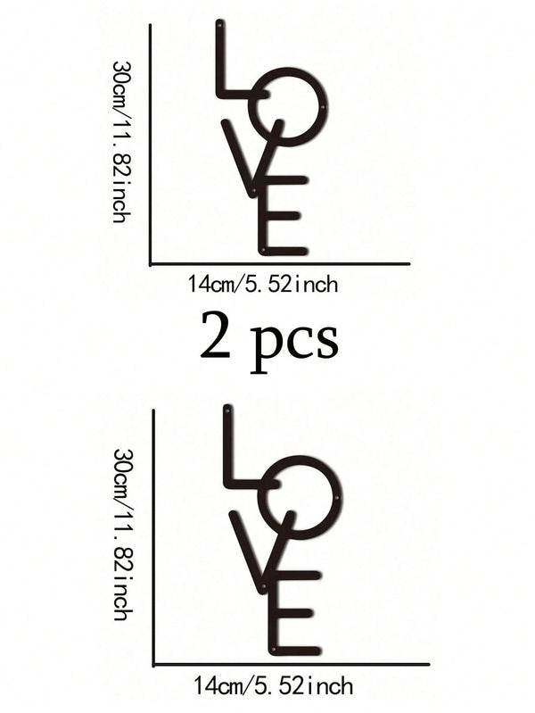 1 Piece, Metal "LOVE" Sign Wall Decoration, Rustic Black Wall Art Hanging Hollow Out Decor, Home Wall Metal Hanging