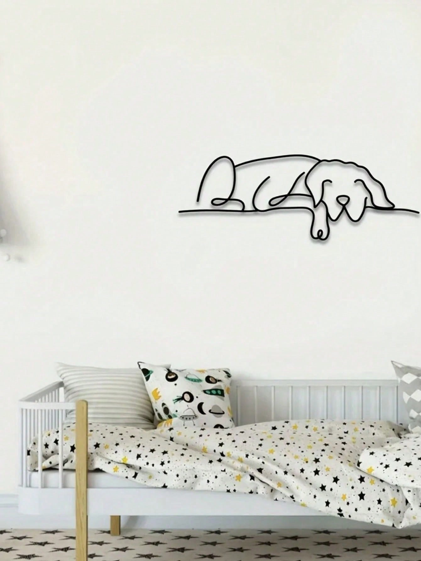1 件装，动物金属墙饰，简约线条艺术睡狗墙面装饰，适用于门厅、客厅墙面装饰，生日礼物，宠物爱好者礼物，适合现代家居装饰、家居装饰、房间装饰、卧室装饰