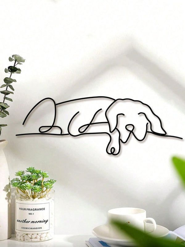 1-piece set, animal metal wall decoration, minimalist line art sleeping dog wall decoration, suitable for entrance and living room wall decorations, birthday gifts, pet lover gifts, suitable for modern home decor, home decor, room decoration