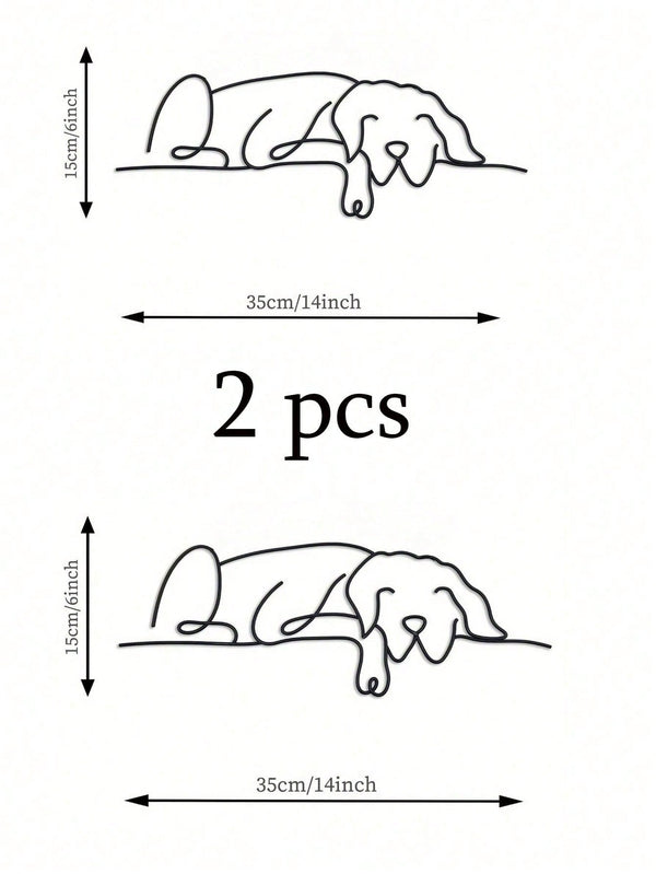 1-piece set, animal metal wall decoration, minimalist line art sleeping dog wall decoration, suitable for entrance and living room wall decorations, birthday gifts, pet lover gifts, suitable for modern home decor, home decor, room decoration