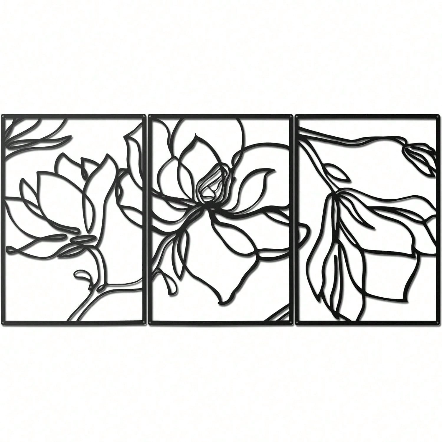 1 PC Metal Flowers Wall Decor - Modern Abstract Nature Floral Line Wall Sculpture, Minimalist Decor, Metal Home Hanging Wall Art