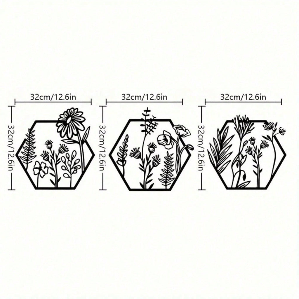 1 PC Metal Flowers Wall Decor - Modern Abstract Nature Floral Line Wall Sculpture, Minimalist Decor, Metal Home Hanging Wall Art