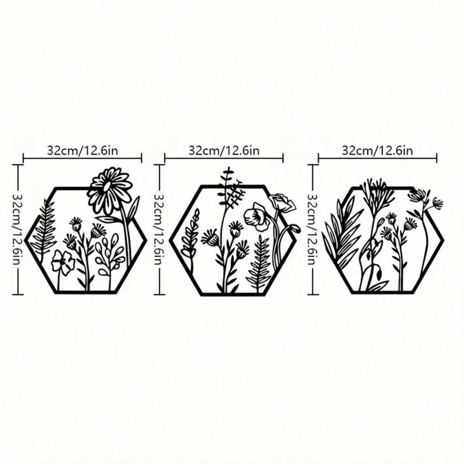 1 PC Metal Flowers Wall Decor - Modern Abstract Nature Floral Line Wall Sculpture, Minimalist Decor, Metal Home Hanging Wall Art