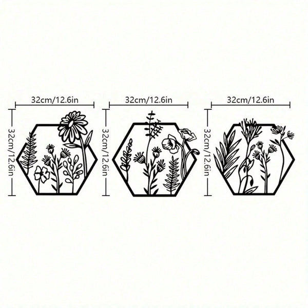 1 PC Metal Flowers Wall Decor - Modern Abstract Nature Floral Line Wall Sculpture, Minimalist Decor, Metal Home Hanging Wall Art