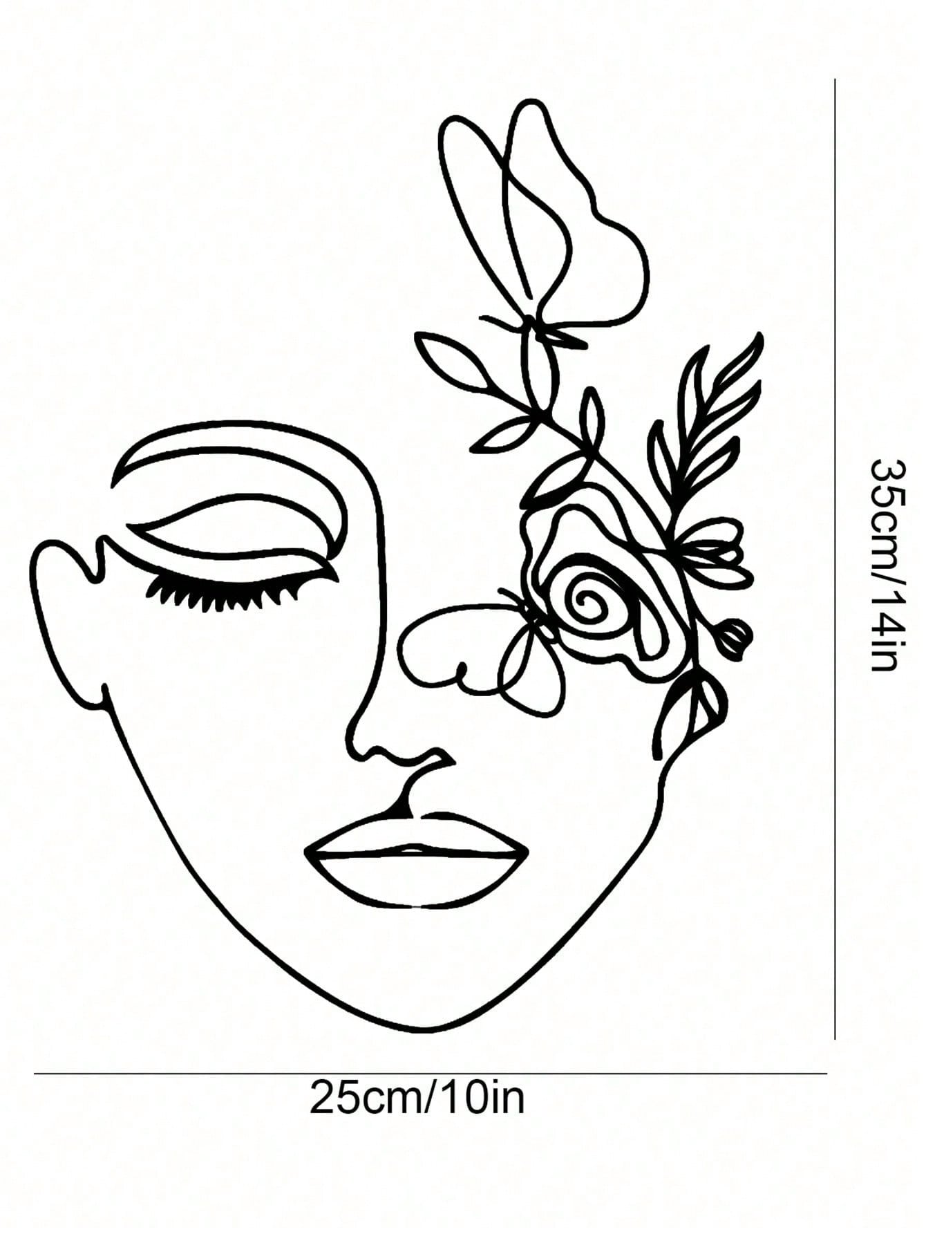 1pc Woman Face/Abstract Face Lines Modern Black Metal Wall Home Decoration Hanging Wall Art Suitable For Home Decoration , Bedroom, Dining Room, Bathroom Living Room, Home Decoration , Room Decoration , Wall Decoration.