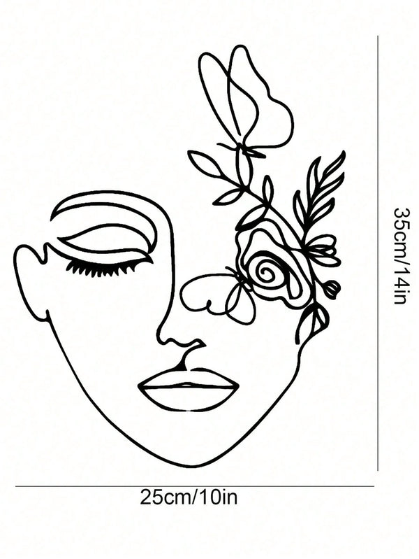 1pc Woman Face/Abstract Face Lines Modern Black Metal Wall Home Decoration Hanging Wall Art Suitable For Home Decoration , Bedroom, Dining Room, Bathroom Living Room, Home Decoration , Room Decoration , Wall Decoration.