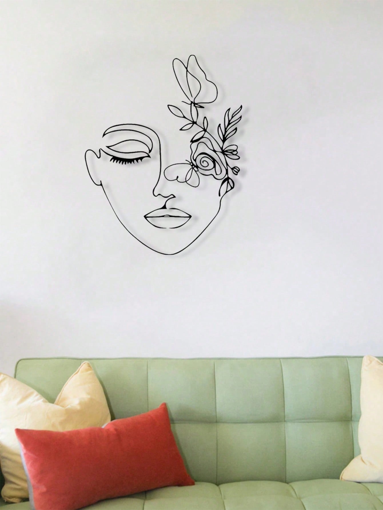 1pc Woman Face/Abstract Face Lines Modern Black Metal Wall Home Decoration Hanging Wall Art Suitable For Home Decoration , Bedroom, Dining Room, Bathroom Living Room, Home Decoration , Room Decoration , Wall Decoration.
