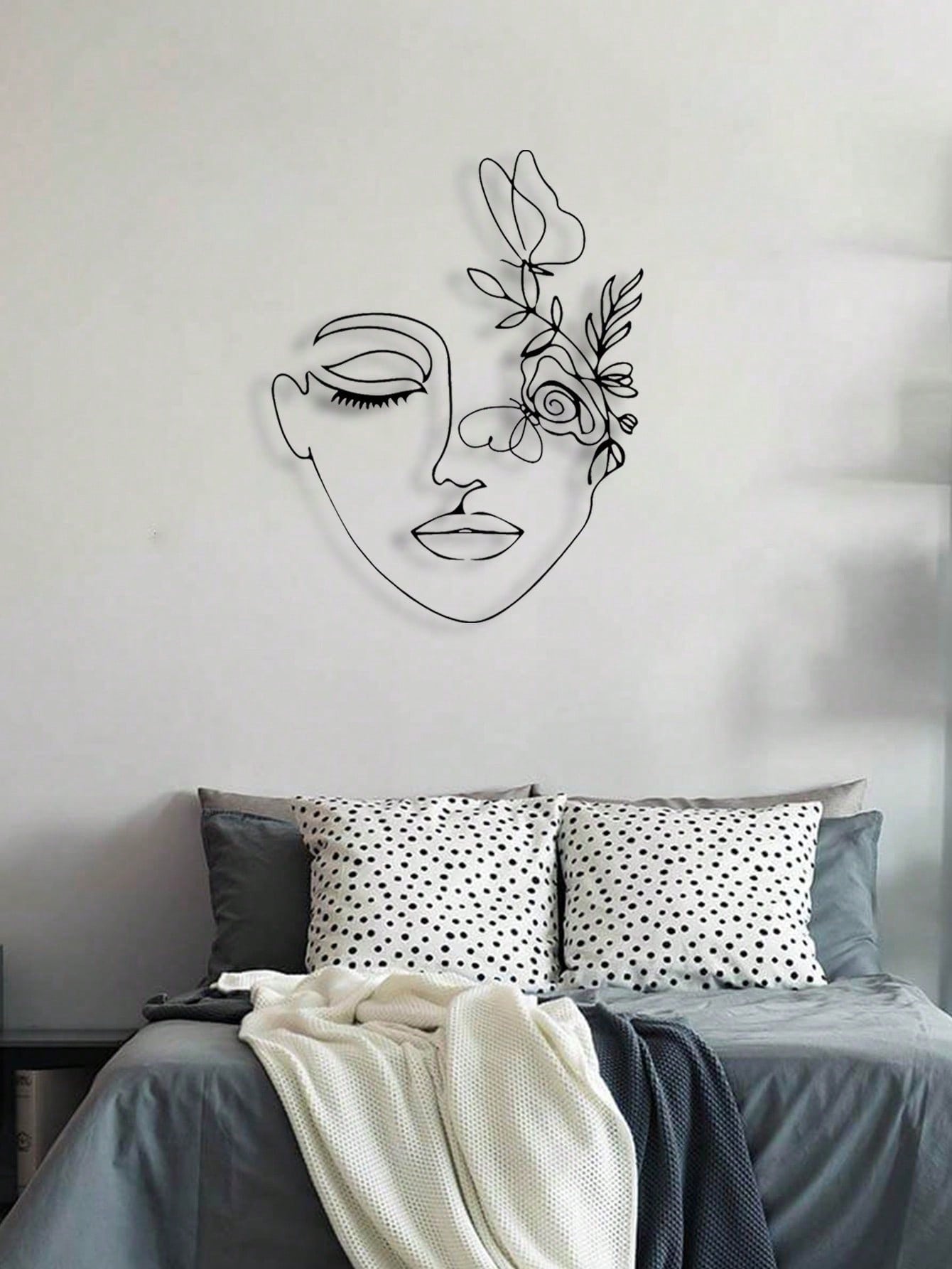 1pc Woman Face/Abstract Face Lines Modern Black Metal Wall Home Decoration Hanging Wall Art Suitable For Home Decoration , Bedroom, Dining Room, Bathroom Living Room, Home Decoration , Room Decoration , Wall Decoration.