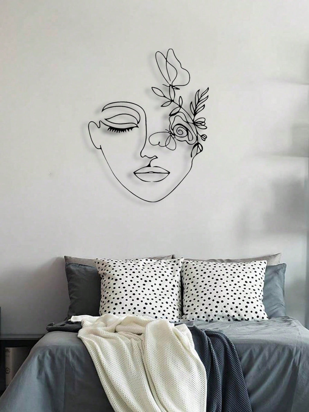1pc Woman Face/Abstract Face Lines Modern Black Metal Wall Home Decoration Hanging Wall Art Suitable For Home Decoration , Bedroom, Dining Room, Bathroom Living Room, Home Decoration , Room Decoration , Wall Decoration.