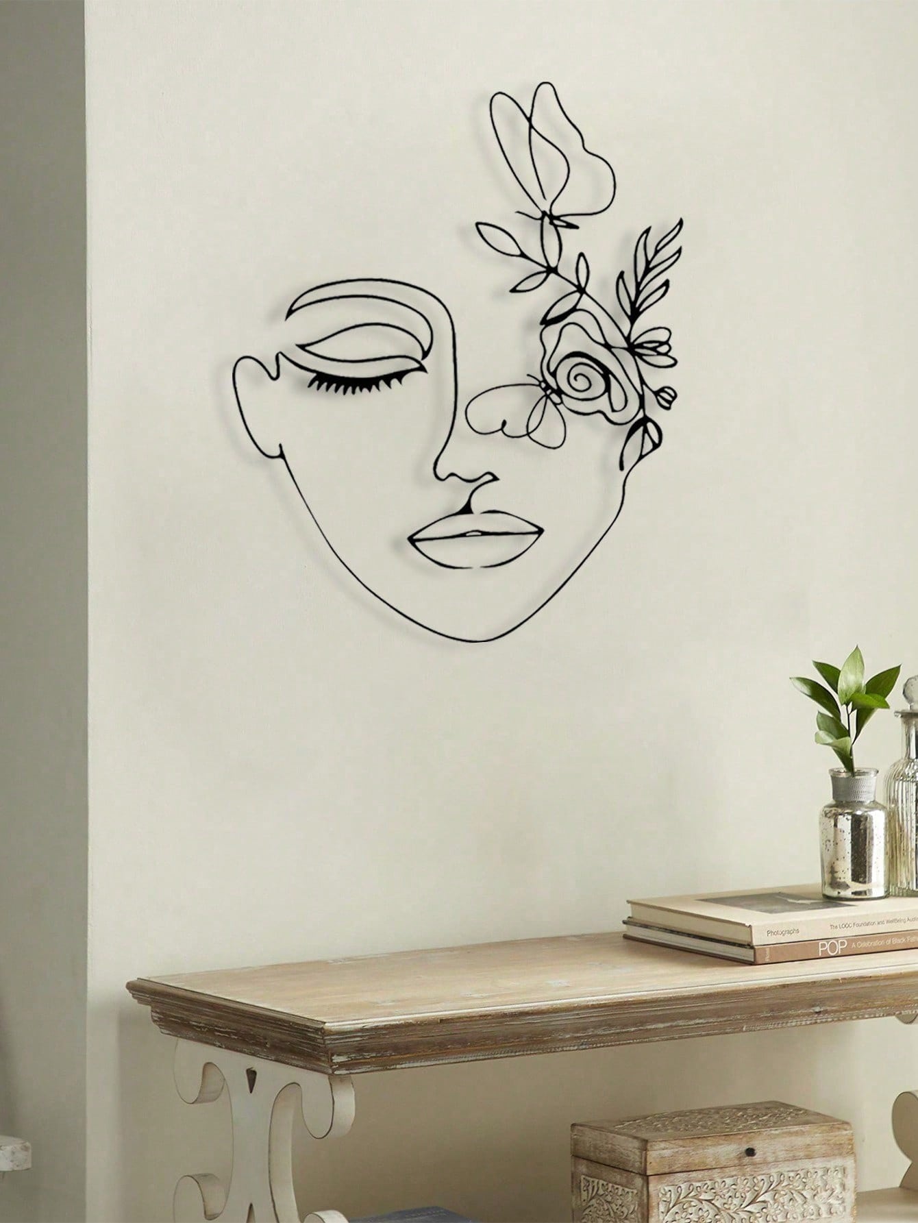 1pc Woman Face/Abstract Face Lines Modern Black Metal Wall Home Decoration Hanging Wall Art Suitable For Home Decoration , Bedroom, Dining Room, Bathroom Living Room, Home Decoration , Room Decoration , Wall Decoration.
