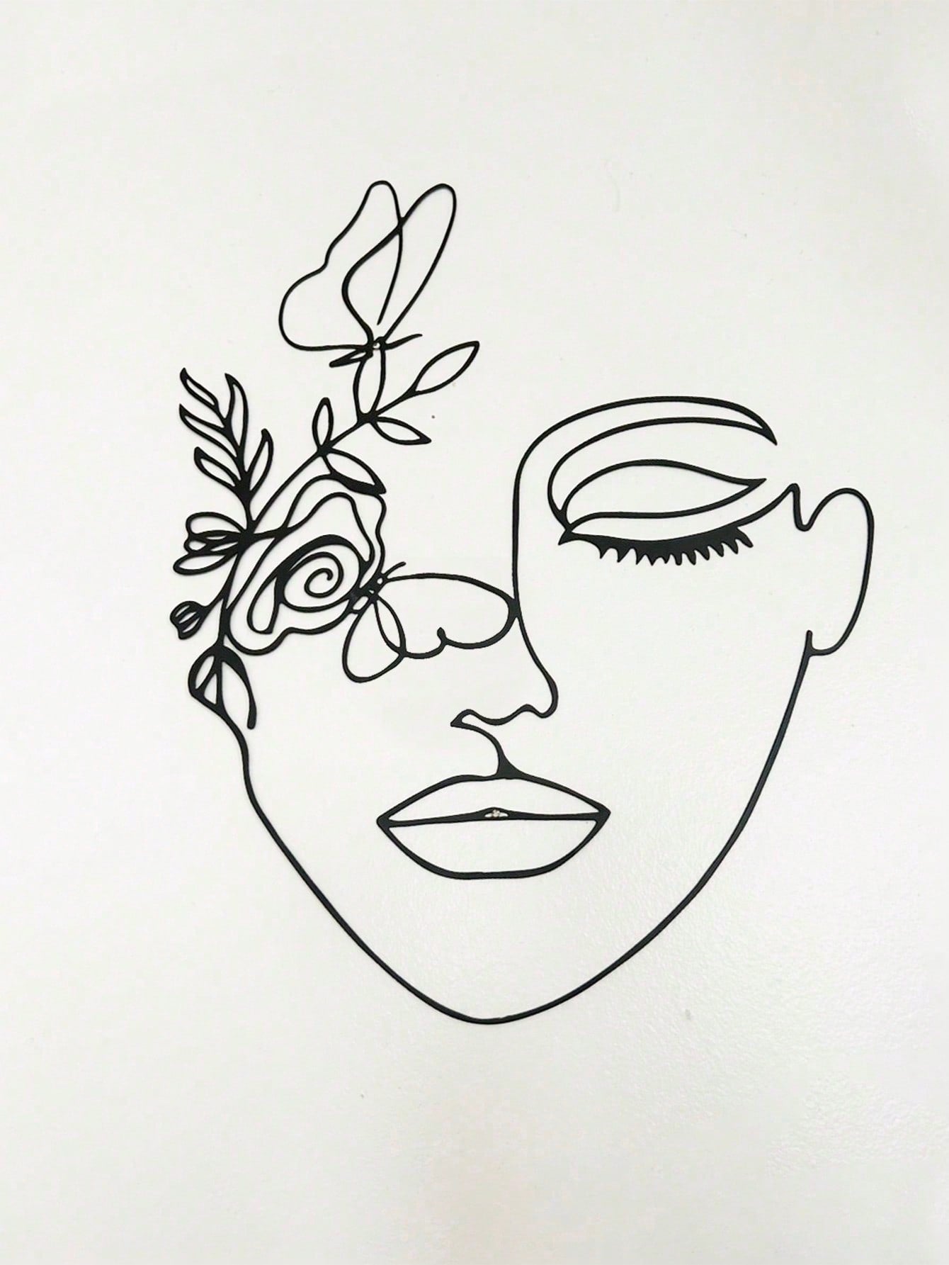 1pc Woman Face/Abstract Face Lines Modern Black Metal Wall Home Decoration Hanging Wall Art Suitable For Home Decoration , Bedroom, Dining Room, Bathroom Living Room, Home Decoration , Room Decoration , Wall Decoration.