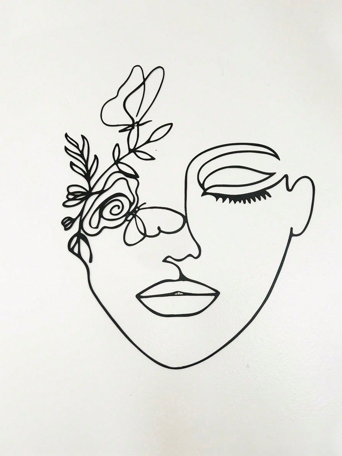 1pc Woman Face/Abstract Face Lines Modern Black Metal Wall Home Decoration Hanging Wall Art Suitable For Home Decoration , Bedroom, Dining Room, Bathroom Living Room, Home Decoration , Room Decoration , Wall Decoration.