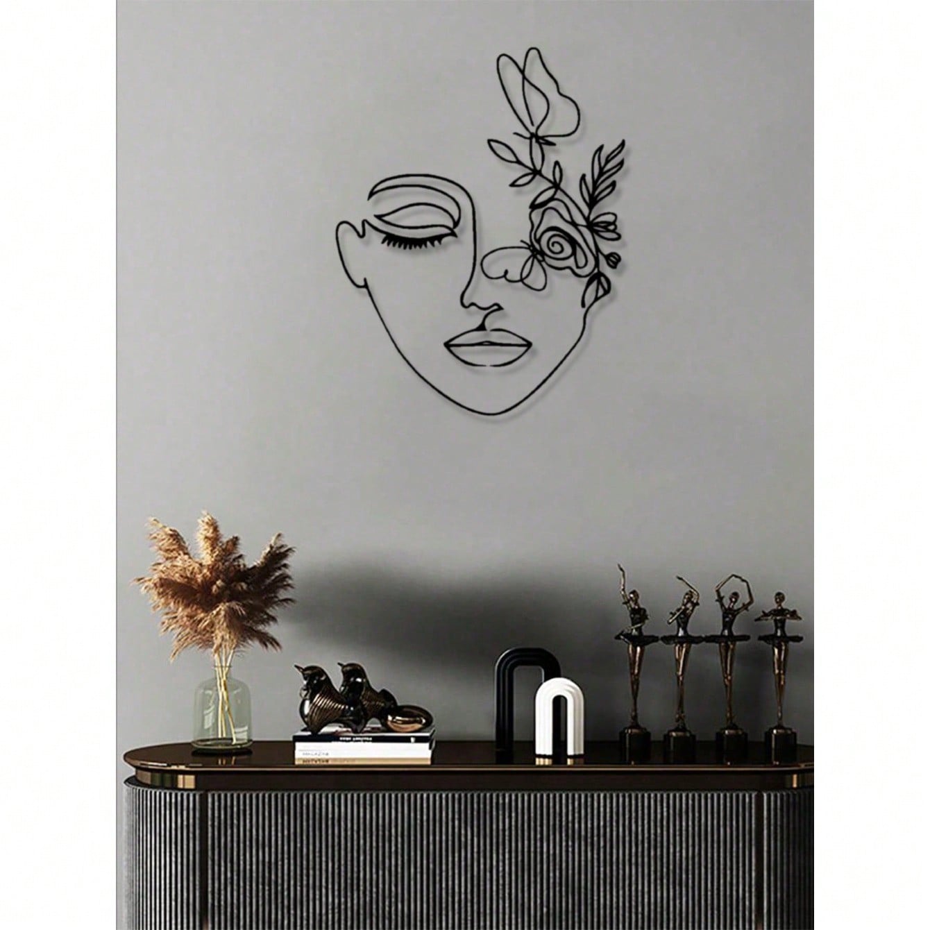 1pc Woman Face/Abstract Face Lines Modern Black Metal Wall Home Decoration Hanging Wall Art Suitable For Home Decoration , Bedroom, Dining Room, Bathroom Living Room, Home Decoration , Room Decoration , Wall Decoration.