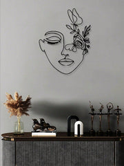 1pc Woman Face/Abstract Face Lines Modern Black Metal Wall Home Decoration Hanging Wall Art Suitable For Home Decoration , Bedroom, Dining Room, Bathroom Living Room, Home Decoration , Room Decoration , Wall Decoration.
