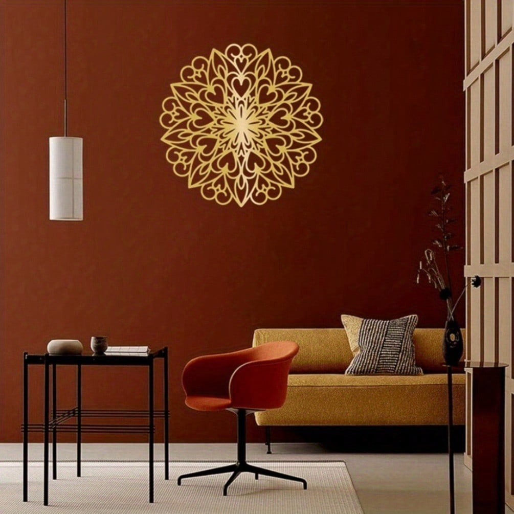 Glowing Lotus Mandala Wall Decoration - Elegant metal texture, creating a quiet living space and bedroom atmosphere, suitable for modern home decoration, room decoration, bedroom decoration, bathroom decoration, waterproof, rust-proof and durable.