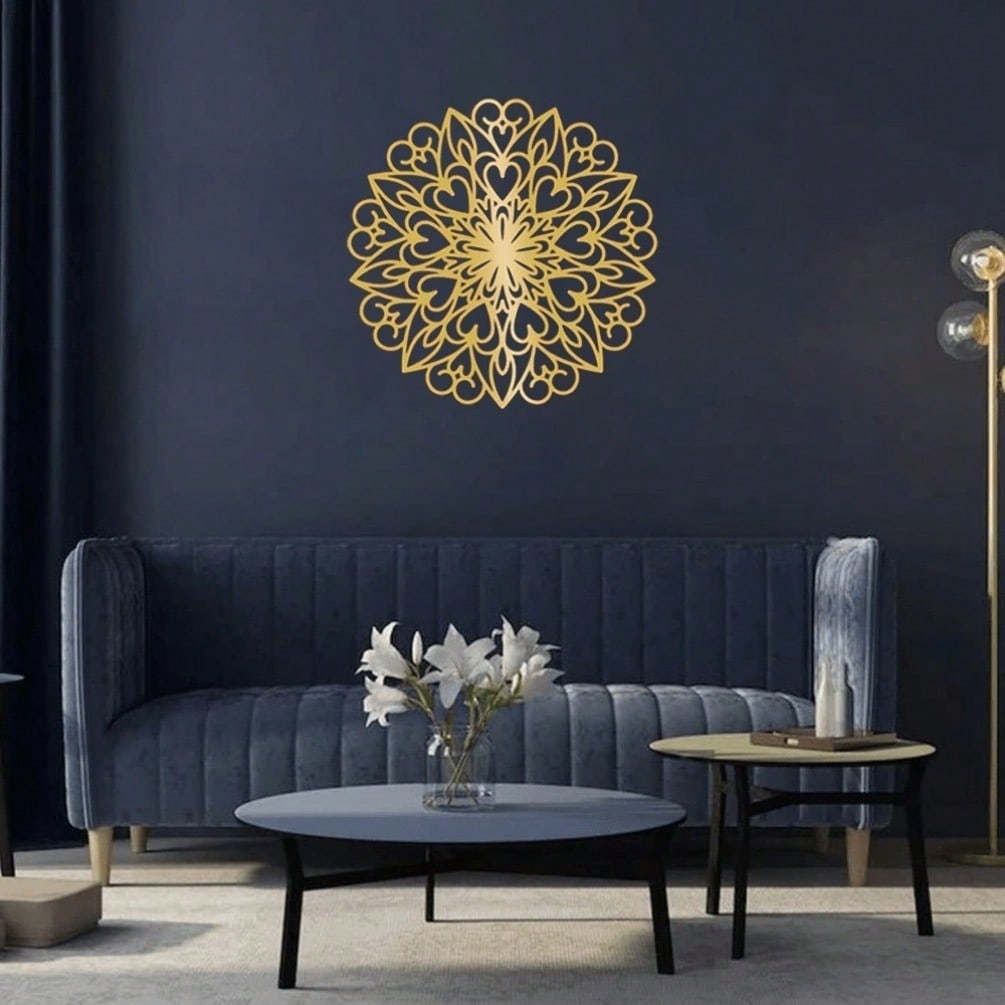 Glowing Lotus Mandala Wall Decoration - Elegant metal texture, creating a quiet living space and bedroom atmosphere, suitable for modern home decoration, room decoration, bedroom decoration, bathroom decoration, waterproof, rust-proof and durable.
