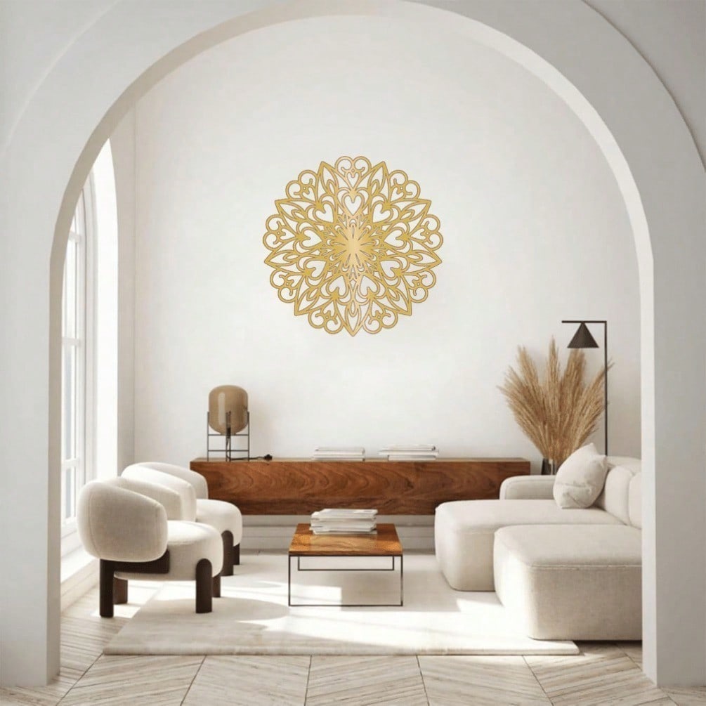 Glowing Lotus Mandala Wall Decoration - Elegant metal texture, creating a quiet living space and bedroom atmosphere, suitable for modern home decoration, room decoration, bedroom decoration, bathroom decoration, waterproof, rust-proof and durable.