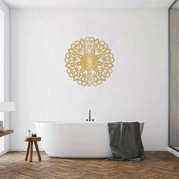 Glowing Lotus Mandala Wall Decoration - Elegant metal texture, creating a quiet living space and bedroom atmosphere, suitable for modern home decoration, room decoration, bedroom decoration, bathroom decoration, waterproof, rust-proof and durable.