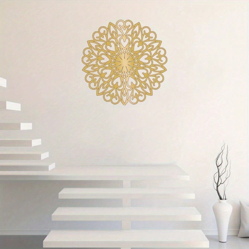 Glowing Lotus Mandala Wall Decoration - Elegant metal texture, creating a quiet living space and bedroom atmosphere, suitable for modern home decoration, room decoration, bedroom decoration, bathroom decoration, waterproof, rust-proof and durable.