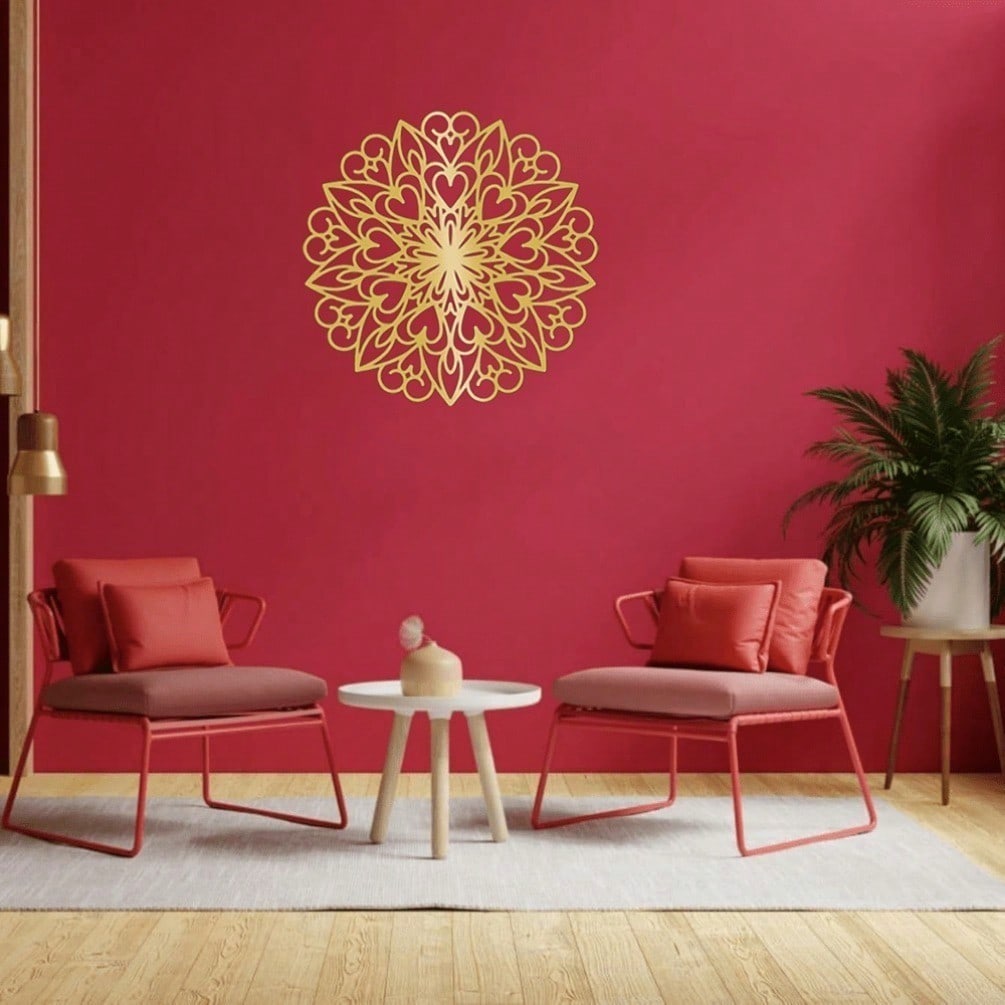 Glowing Lotus Mandala Wall Decoration - Elegant metal texture, creating a quiet living space and bedroom atmosphere, suitable for modern home decoration, room decoration, bedroom decoration, bathroom decoration, waterproof, rust-proof and durable.