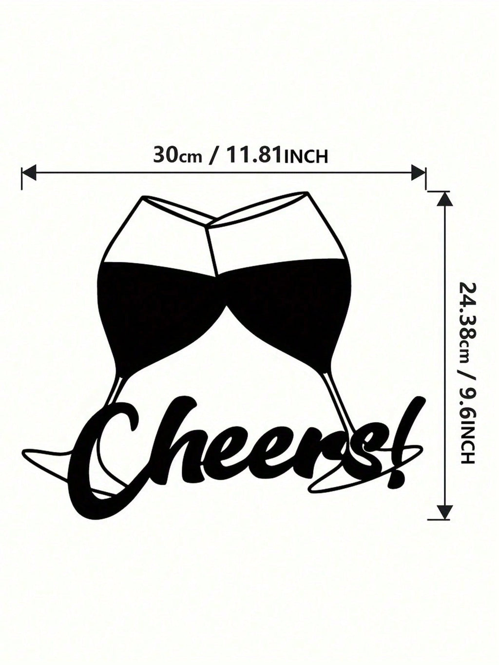 1 piece of metallic wine-themed wall decoration - "Cheers" logo with wine glass design - modern black wall sculpture, suitable for kitchens, bars, restaurants - indoor and outdoor wine-themed gifts