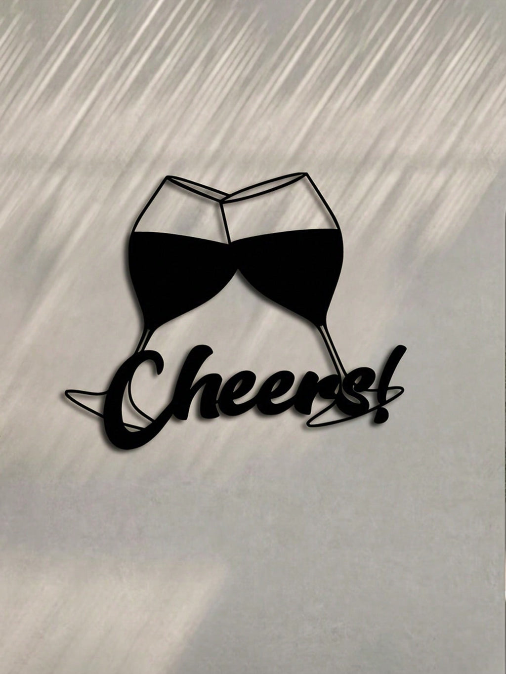 1 piece of metallic wine-themed wall decoration - "Cheers" logo with wine glass design - modern black wall sculpture, suitable for kitchens, bars, restaurants - indoor and outdoor wine-themed gifts