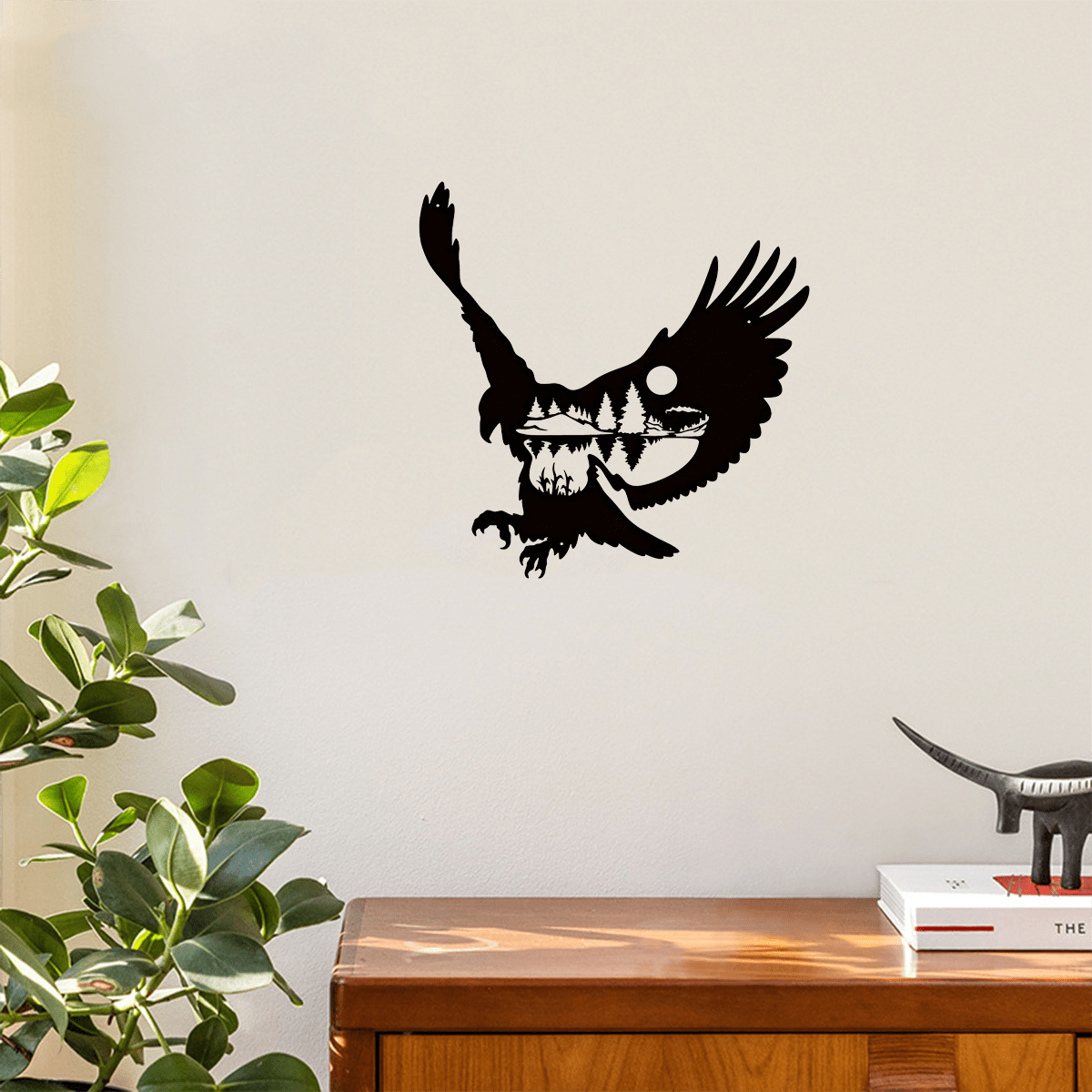 1-Piece Artisanal Metal Bald Eagle Wall Art: Boasting Exquisite Metallic Texture, It Effortlessly Brightens Up Living Rooms And Patios, Creating A Sophisticated Home Atmosphere.Suitable For Modern Home Decoration, Home Decoration, Room Decoration, Wall De