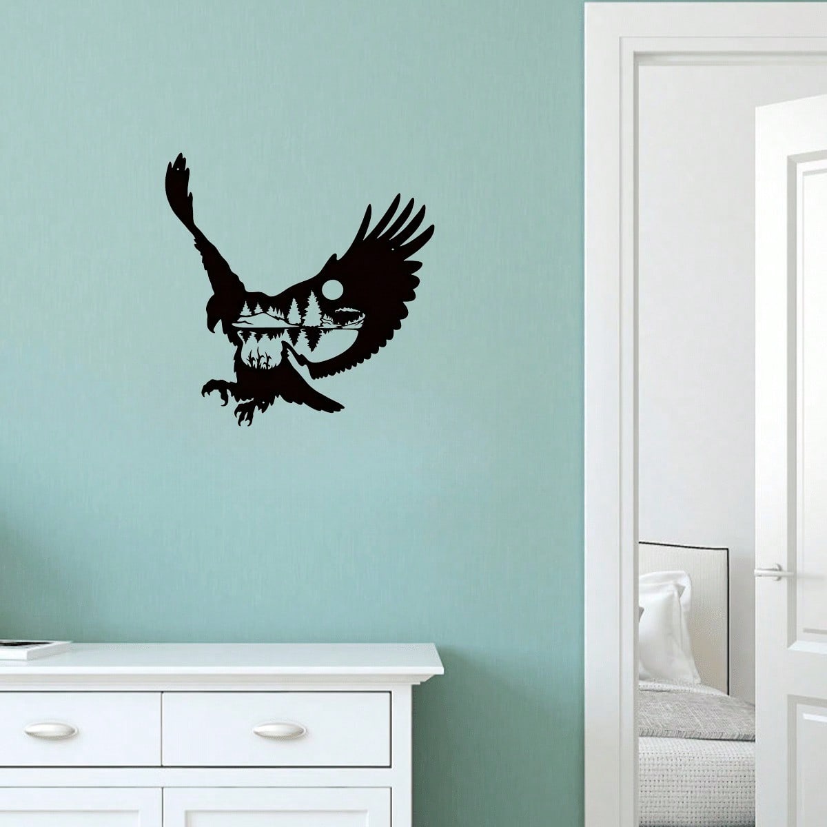 1-Piece Artisanal Metal Bald Eagle Wall Art: Boasting Exquisite Metallic Texture, It Effortlessly Brightens Up Living Rooms And Patios, Creating A Sophisticated Home Atmosphere.Suitable For Modern Home Decoration, Home Decoration, Room Decoration, Wall De
