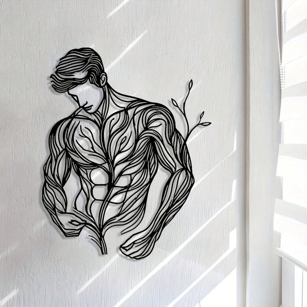 A metal wall decoration, line outline of the flower figure abstract art style, metal signage. Suitable for home decoration, wall decoration and room decoration. Can be used in living room, bedroom, dining room.