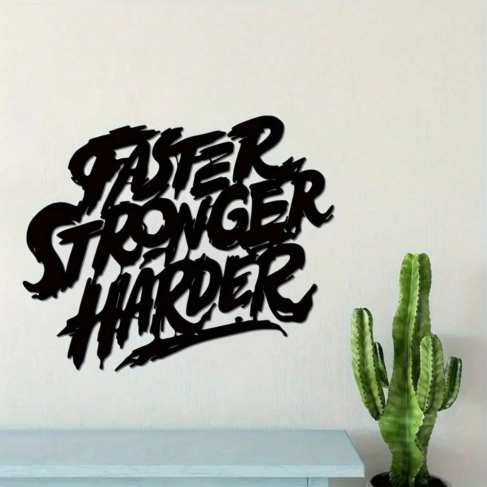 1pc Faster & Stronger Harder Metal Wall Art, for bedrooms, living rooms, or bathrooms. These durable wall decorations feature waterproof and rust-resistant properties with fade-proof colors. Crafted with premium materials using century-old baked paint tec Secondary image