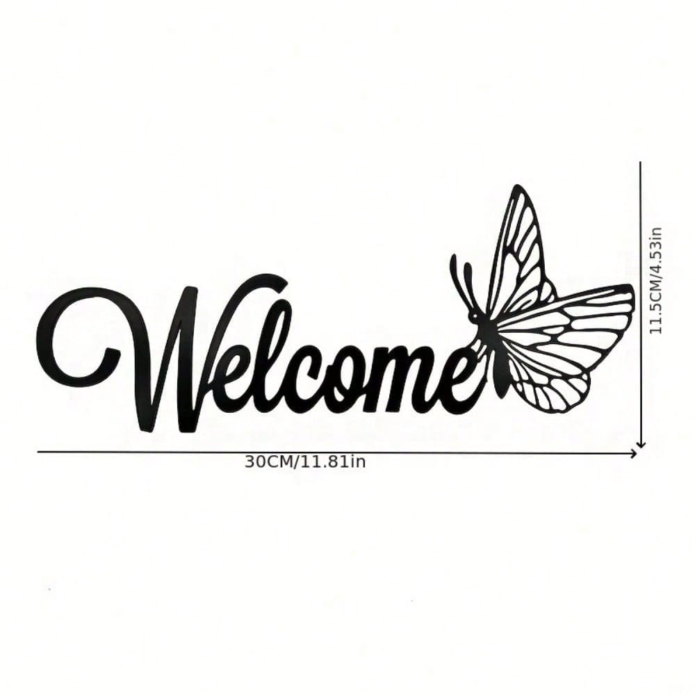 1 Piece Of Simple And Elegant Butterfly Welcome Decoration Sign And Plaque. It Is A Simple Metal Wall Art Handicraft For Entrance Wall Decoration. It Is Highly Suitable For Home And Office Decoration, And Is An Ideal Choice For The Living Room