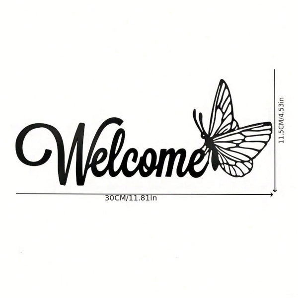 1 Piece Of Simple And Elegant Butterfly Welcome Decoration Sign And Plaque. It Is A Simple Metal Wall Art Handicraft For Entrance Wall Decoration. It Is Highly Suitable For Home And Office Decoration, And Is An Ideal Choice For The Living Room