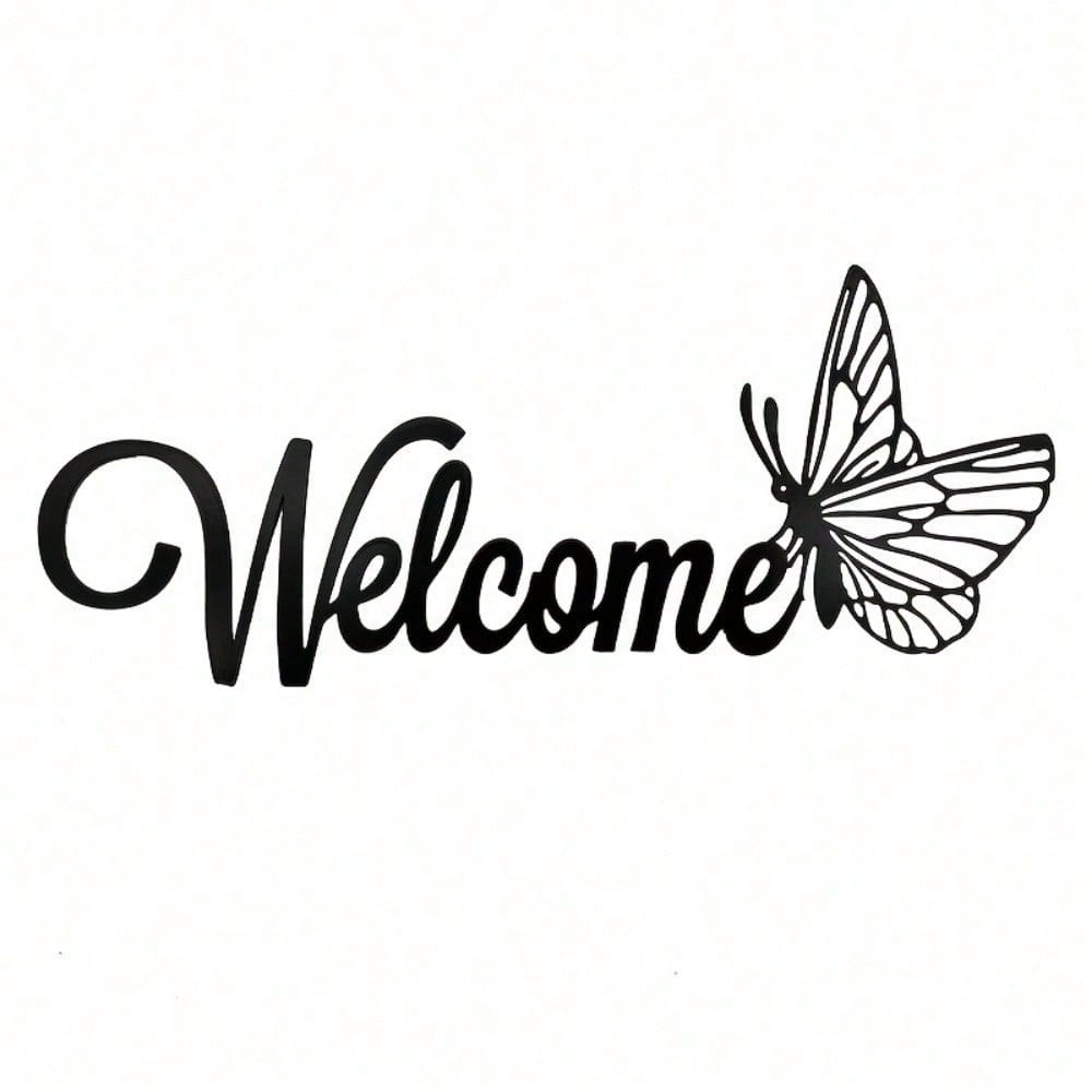 1 Piece Of Simple And Elegant Butterfly Welcome Decoration Sign And Plaque. It Is A Simple Metal Wall Art Handicraft For Entrance Wall Decoration. It Is Highly Suitable For Home And Office Decoration, And Is An Ideal Choice For The Living Room