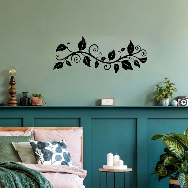 1 large black ivy branch metal wall decoration, elegant laser cut, suitable for bedroom and living room decoration, easy to hang, ideal gift for plant lovers, and women's art decoration, suitable for home, living room, patio or garden, balcony decoration.