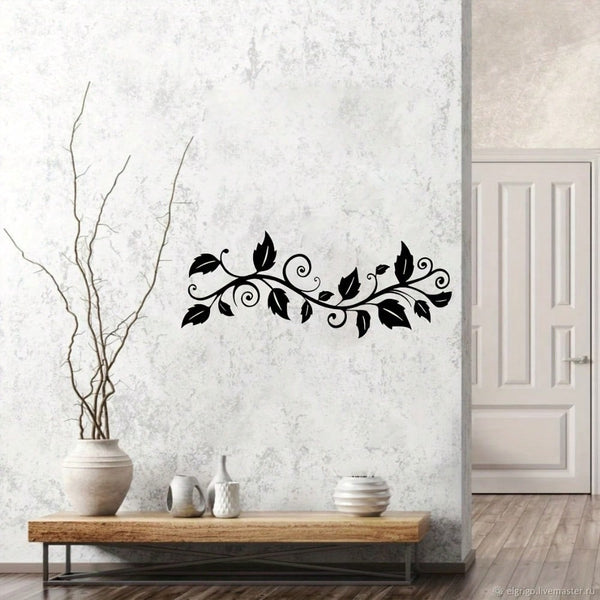 1 large black ivy branch metal wall decoration, elegant laser cut, suitable for bedroom and living room decoration, easy to hang, ideal gift for plant lovers, and women's art decoration, suitable for home, living room, patio or garden, balcony decoration.