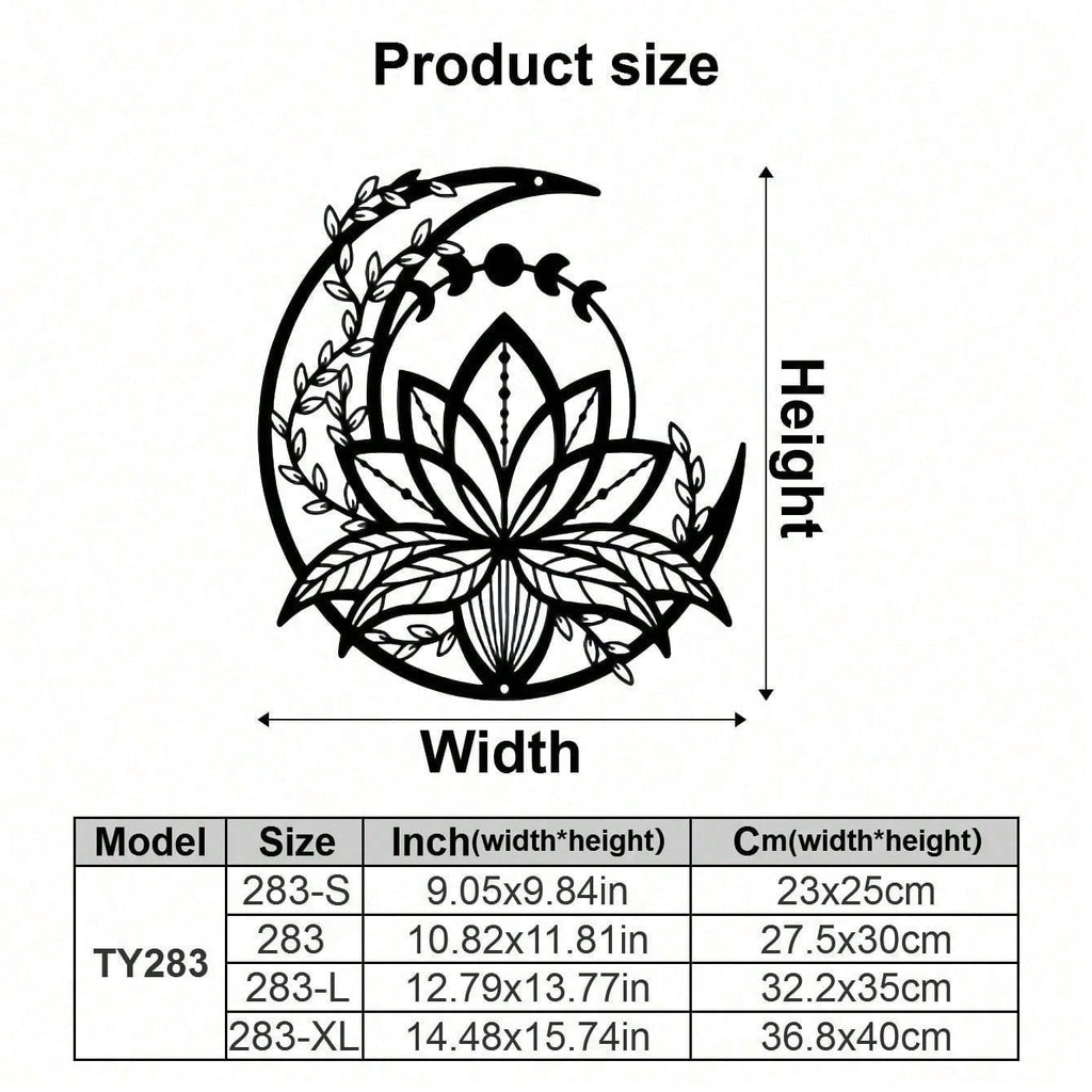 5 Petals Lotus On Moon Minimalisty Metal Wall Art - Modern Home Decor For Bedroom, Living Room, Or Bathroom. Waterproof, Rustproof & Durable Wall Decor, Perfect As Birthday Gift. Features Fade-Resistant Finish With Century-Old Baking Paint Technology, Pre