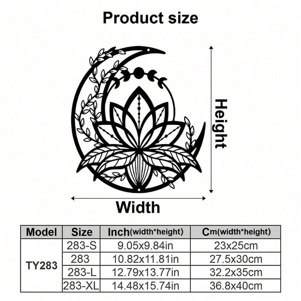 5 Petals Lotus On Moon Minimalisty Metal Wall Art - Modern Home Decor For Bedroom, Living Room, Or Bathroom. Waterproof, Rustproof & Durable Wall Decor, Perfect As Birthday Gift. Features Fade-Resistant Finish With Century-Old Baking Paint Technology, Pre