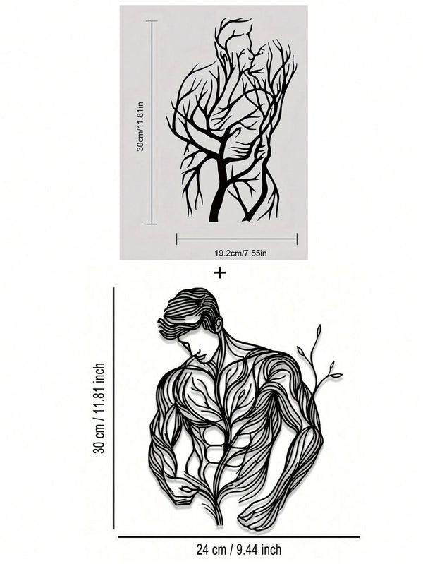 A metal wall decoration, line outline of the flower figure abstract art style, metal signage. Suitable for home decoration, wall decoration and room decoration. Can be used in living room, bedroom, dining room.