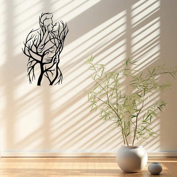 A metal wall decoration, line outline of the flower figure abstract art style, metal signage. Suitable for home decoration, wall decoration and room decoration. Can be used in living room, bedroom, dining room.