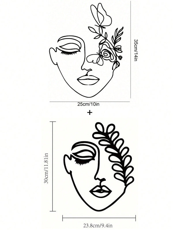 1pc Woman Face/Abstract Face Lines Modern Black Metal Wall Home Decoration Hanging Wall Art Suitable For Home Decoration , Bedroom, Dining Room, Bathroom Living Room, Home Decoration , Room Decoration , Wall Decoration.